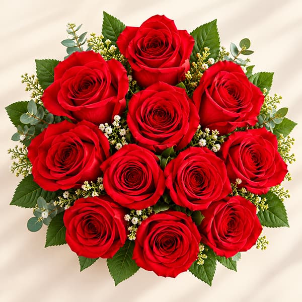 10 Red Roses Bouquet Style