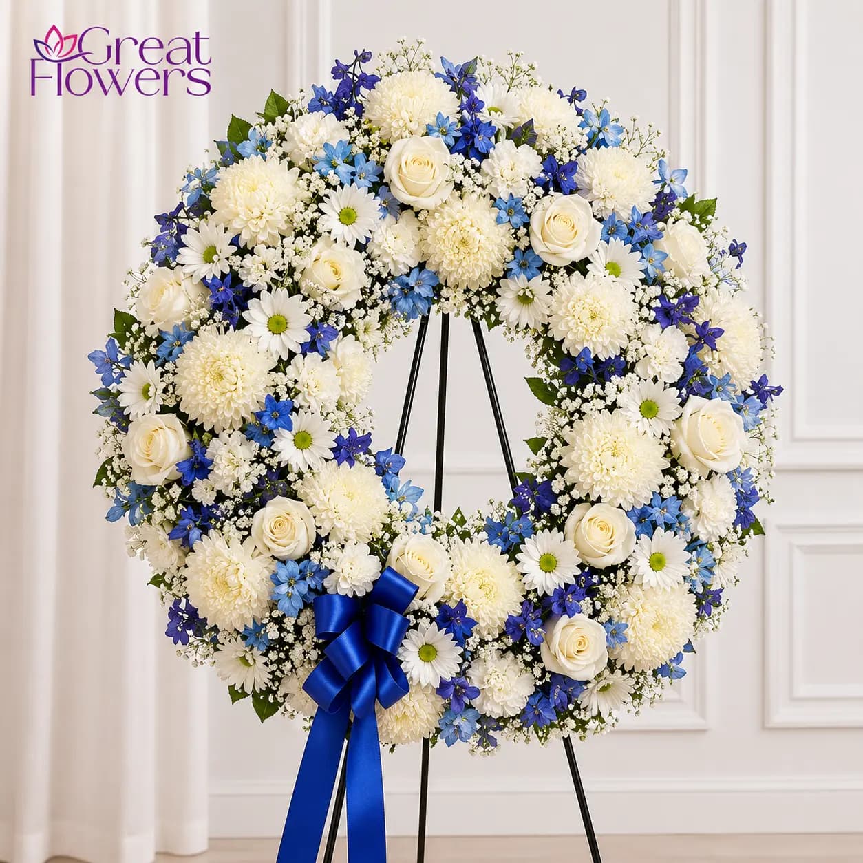 Blue & White Memorial Wreath